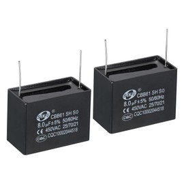 PATIKIL CBB61 Ceiling Fan Capacitor, 2Pcs 8uF 450V AC 50/60HZ with 2Pins 48x26x35mm for Air Conditioner Fan Motor Star Run Capacitors