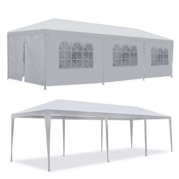 F2C 10 x30 Outdoor Gazebo White Canopy with sidewalls Party Wedding Tent Cater Events Pavilion Beach BBQ (10'X30')