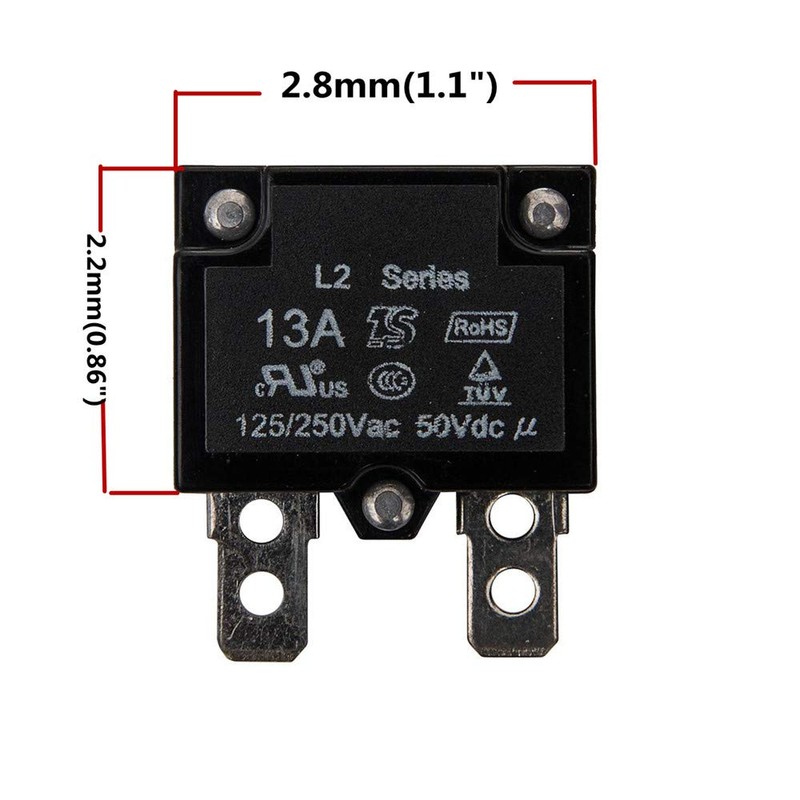 JIARUIXIN 2Pcs 13A 125/250Vac 50Vdc Automatic Reset Relay Fuse Therma