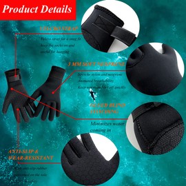 YDQUANI Wetsuit Gloves 3mm Neoprene Diving Gloves Thermal Anti-slip Scuba Gloves for Women Kids Snorkeling Kayaking Swimming Surfing Fishing