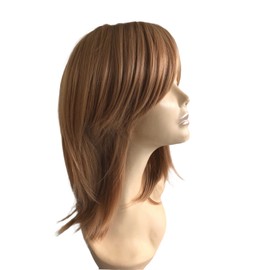 Prettyland Brown Medium Length Straight Wig Tiered Slightly Wavy Anime Cosplay Wig C238