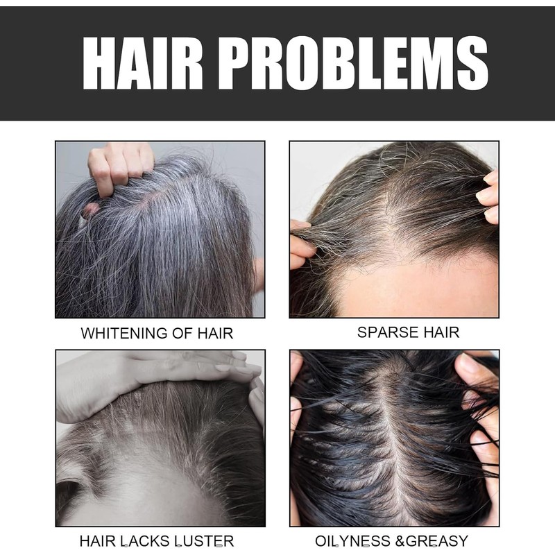 Bluemega Jabón Negro Para Cabello- Cuidado Capilar, Reduce las canas