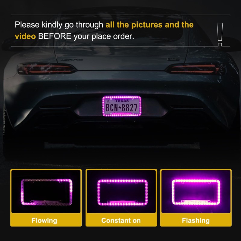 Follicomfy 12 V 54 LED Color Light License Plate Frame