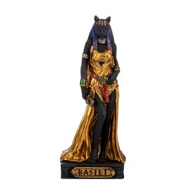 BEAUTIFUL GREEK STATUES Bastet Egyptian Goddess Resin Figurines Hand Painted Bronze Miniature Statue 3.1"