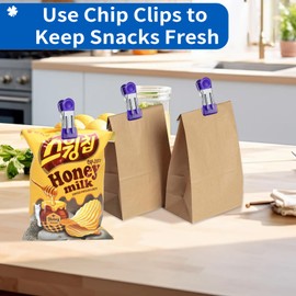 Pack of 16 Sealing Clips for Bags, Clips for Bags, 4 Colour Sealing Clips with Scratch-Resistant Vinyl Coating Ends, Kitchen Bag Clips Clips for Bags, Coffee, Snack, Protect Against Loss of Aroma