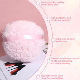 Body Powder Puff, 6 Inch Large Ultra Soft Washable Dusting Puff for Women, Round Reusable Face Body Makeup Shower Applicator for Loose/Mineral Powder (Pink)