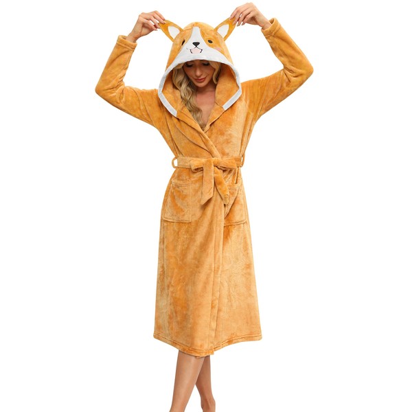 Ekouaer Women's Robe Cute Animal Bathrobes Full Length Soft House