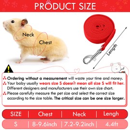 SATINIOR 2 Sets Guinea Pig Harness and Leash Adjustable Soft Mesh Harness Bell No Pulling Comfort Vest for Baby Ferret Rats Hamster Bunny Rabbit Chinchilla and Small Pet(Black, Red,S)