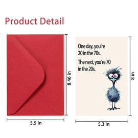 Funny 70th Birthday Card Gifts for Dad or Mom - 8"x5.3" Humorous Present for Seniors with Red Envelope - Perfect 70 Year Old Birthday Greeting (70th)