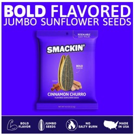 Smackin’  Cinnamon Churro  Sunflower Seeds 4 oz / BB: 07/2026
