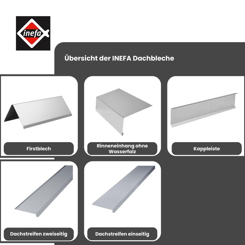 INEFA Angle Sheet Roof without Waterfold Aluminium 200 cm, Silver,