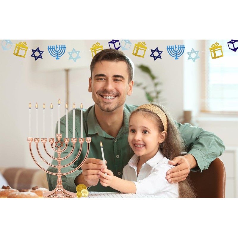 The Dreidel Company White Hanukkah Candles Jerusalem Design Menorah Chanukah