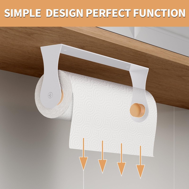 Paper Towel Holder Under Cabinet, White Kitchen Accessories Decor, Wall