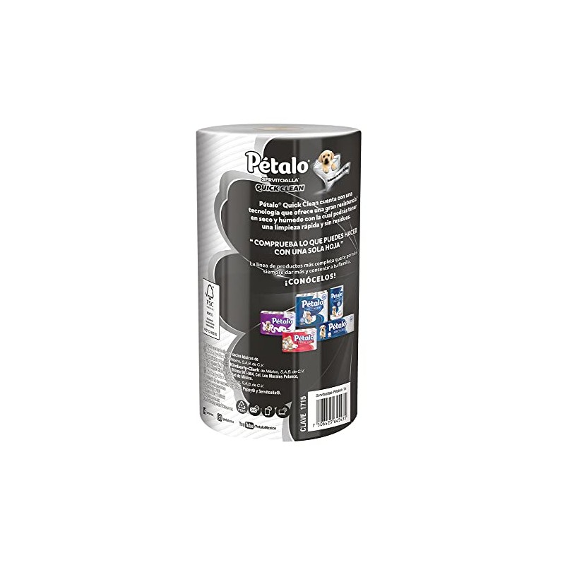 Pétalo Quick Clean, Servitoalla con 140 Hojas Dobles, Rápida Absorción
