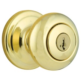 Kwikset Signature Series Juno Polished Brass Steel ANSI/BHMA Grade 2 Entry Lockset 1-3/4 in.