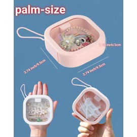 HAUNDRY 4pcs Hair Tie Organizer, Small Portable Travel Qtip Holder, Toddler Girls Hair Accessories Organizer Best for Small Items Organizer for Travel or Storag in the Car, Pink&White