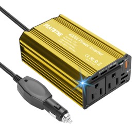 400W Power Inverter, FSATBTNE DC 12V to 110V AC Car Plug Adapter Outlet Converter with [65W PD USB-C] & [18W QC USB-A] Fast Charging Ports and 2 AC Outlets Car Power Inverters for Vehicles