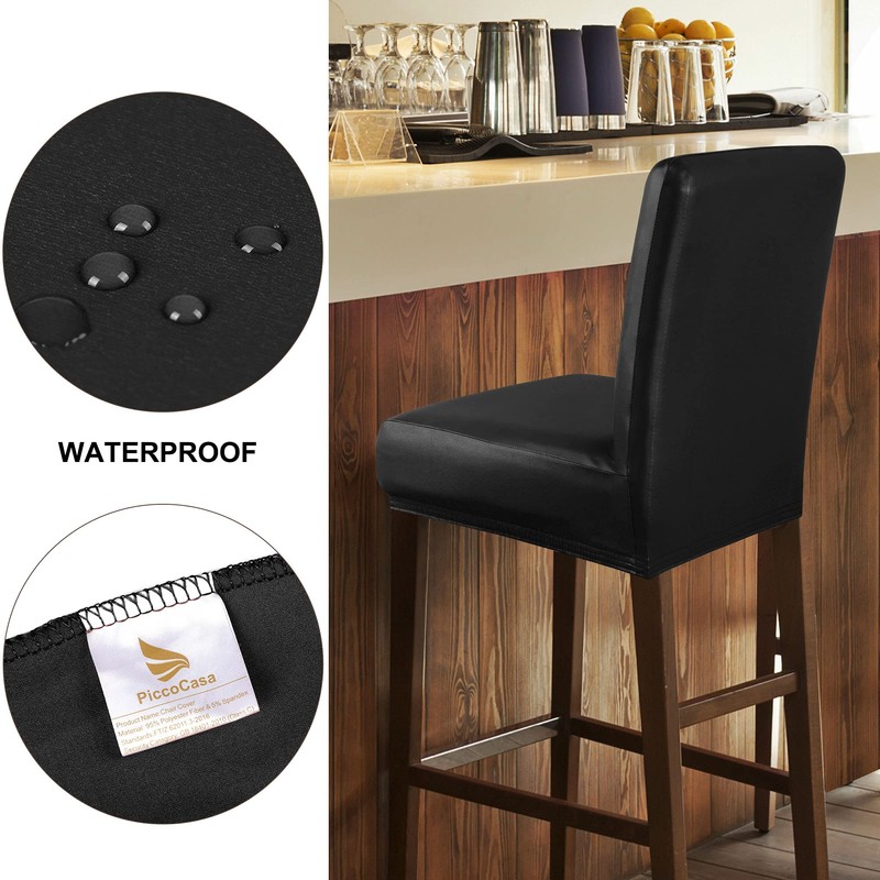 PiccoCasa Waterproof Bar Stool Covers, Faux Leather Pub Counter Height
