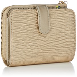 Pinky & Diane PDLWCDS3 L-Shaped Zipper Bi-fold Wallet, Effect Lizard Leather, Embossed with Logo Brooch, Glossy, Scratch-Resistant, Card Storage, Compact, gold
