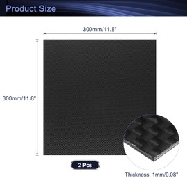 MECCANIXITY 2 Pcs 3K Carbon Fiber Plate Panel Sheets, 300 x 300 x 2mm Carbon Fiber Board Plate Flexible for RC Aircraft, Model Car, Auto Parts (Plain Bright)