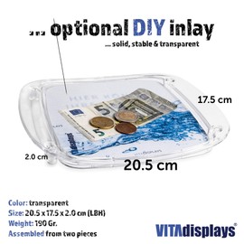 VITAdisplays Economy Combination Plate/Cash Tray Change Tray Transparent Customisable with Paper Insert