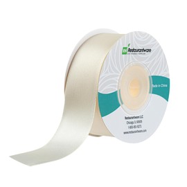 Restaurantware-Gift Tek 10 Yards x 1 Inch Satin Ribbon, 1 Single Faced Fabric Ribbon - Wide, Vibrant, Ivory White Polyester Ribbons, Solid Colored, For Gift Wrapping, Crafts, Weddings, Parties
