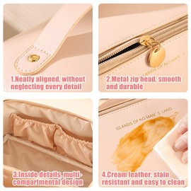 Large Capacity Cosmetic Bag Travel Makeup Organizer Toiletry Bag with Handle and Zipper - Waterproof Cosmetic Storage Bag for Women and Girls