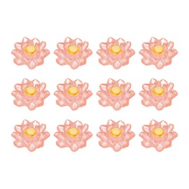 CoCud Mini Resin Flower, 0.94" Diameter, Miniature Tiny Lotus Dollhouse Transparent Pink - (Applications: for Fairy Garden Dollhouse Decorations Party Favors Micro Landscaping) 12-Pieces