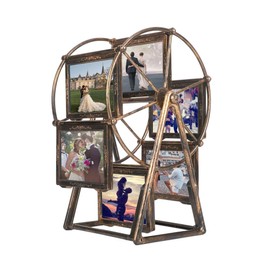 Sarini 12 Photos Rotating Ferris Wheel Picture Frame Vintage Embossed Desktop Photo Frame Set 4 Inch for Home Decor Wedding Christmas Birthday Gifts Unique Display