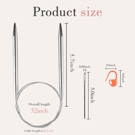28PCS Knitting Needles FUNCYboo,Circular Knitting Needles 32"stainless steel circular Knitting Needles Metal Round Knitting Needles with Stitch Markers & blunt needle for Begining fit Hot Sleeve Sweet
