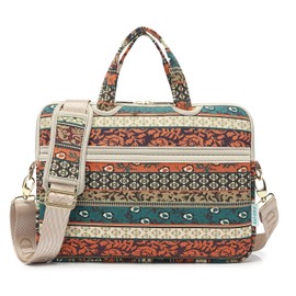 kayond Red Bohemia Patten Canvas Laptop Shoulder Messenger Bag Case Sleeve for 13.3 Inch Laptop and Macbook Air 13，Macbook Pro 13/14 (13-13.3 inch, Red Bohemia)