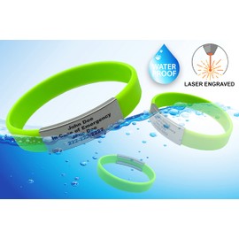 Performance IDs Medical Alert Bracelet - Lime Green Silicone ID Bracelet - Medical Alert Bracelets for Women - Medical Alert Bracelets for Men