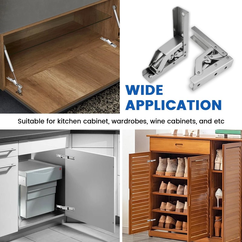 MILYARD 4 Pcs 90 Degree Folding Door/Shelf Hinge, Hidden Bracket