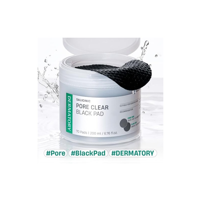 DERMATORY Salicylic Acid Pore Clear Black Pads for Exfoliation