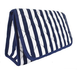 Marisa D'Amico Travel Portable Purse Size Makeup Case Cosmetic Bag with Mirror, Quilted Cotton