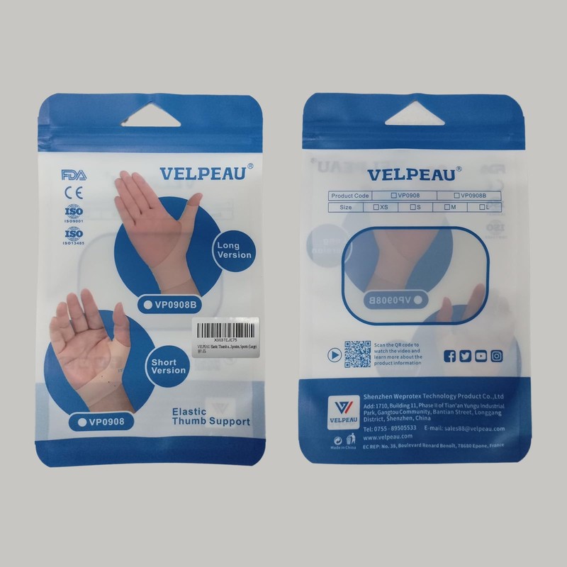 VELPEAU Elastic Thumb Wrist Support Brace (Pack of 2), Splashproof