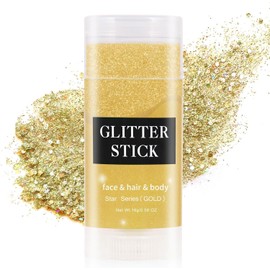 Purpurina para Cara, Brillo Corporal Cara Festival Glitter Face Glitter Stick, Cabello, Maquillaje de Larga Duración con Lentejuelas de Sirena, Maquillaje Halloween