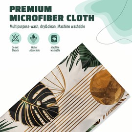 Boho Leaves Kitchen Towels Decorative Set Gold Green Mid Century Art Dish Towels Hand Towels Absorbent Drying Cloth Tea Towels Set Gifts for Women,Housewarming Gifts 16"x24"