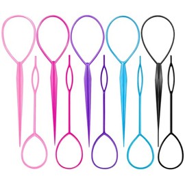 10 Pcs Topsy Tail Hair Tool, Ponytail Holders for Women Girls, Hair Braiding Tool and French Plait Hair Tool, 5 Colors