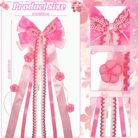 DONGZQAN School Cone Bow, Sugar Bags Bow, 60 x 20 cm, School Cone Bow, Girls Decoration, Sugar Bags Bow, Light Purple Craft Set, School Cone Bow (Pink)