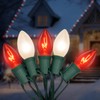 C9 Christmas Lights, 25FT Christmas C9 String Lights with 26 Red White Bulbs, Hanging Christmas Decoration Lights for Outdoor Patio Party Garden Yard-Green Wire