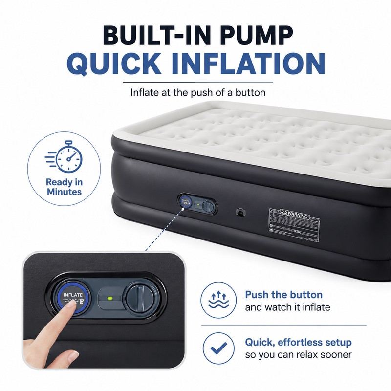18-Inch Raised Air Mattress for Home & Travel – Flocked