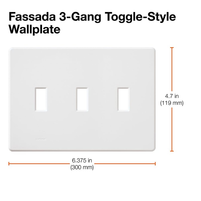 Lutron Fassada 3 Gang Wallplate for Toggle-Style Dimmer and Switches,