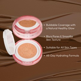 Ruby Kisses Cushion Foundation, Full Coverage Korean Makeup, Lightweight & Long Lasting, All Day Natural Glowy Finish for All Skin Types with Hyaluronic Acid & Bakuchiol (Porcelain, 0.52 Ounce)