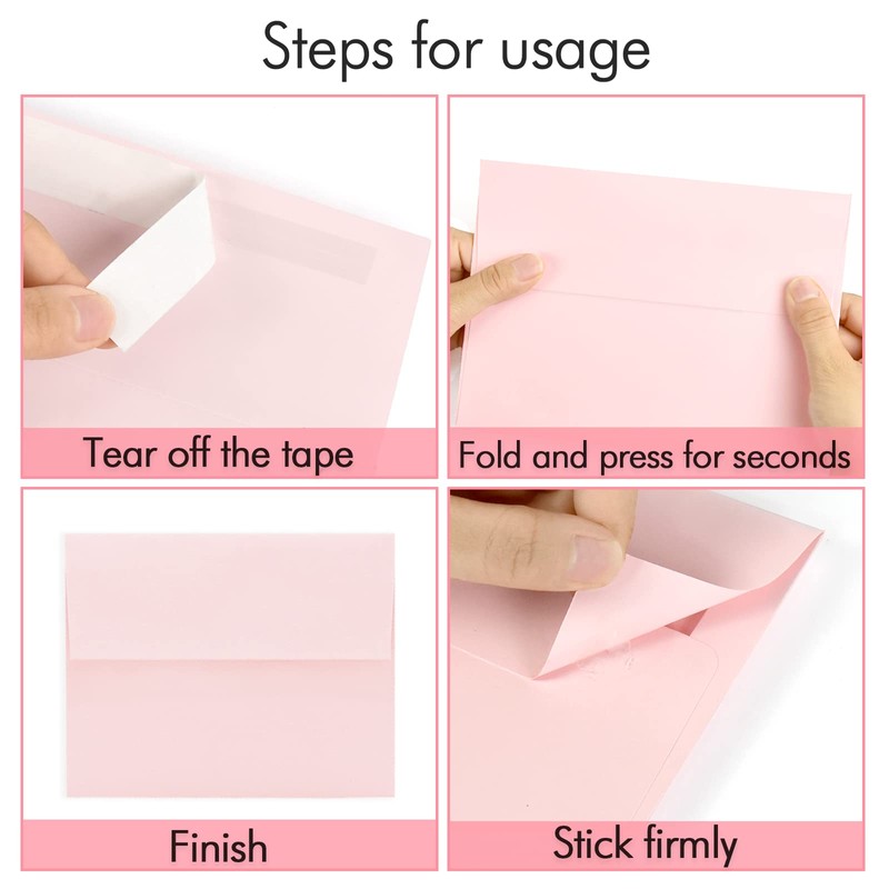 100 Pack A7 Pink Invitation 5x7 Envelopes - Self Seal,