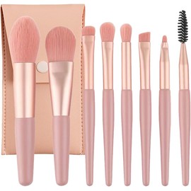 Professional Makeup Brushes Set Mini Makeup Brushes 8Pcs Portable Make up Set Premium Makeup Brushes Kits with PU Leather Bag Foundation Powder Cosmetic Brush Blush Blending Eyeshadow Brushes Sets