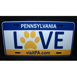 DIGIART INTERNATIONAL PENNSYLVANIA STATE ANIMAL FRIEND LOVE METAL NOVELTY LICENSE PLATE DOG CAT PAWS