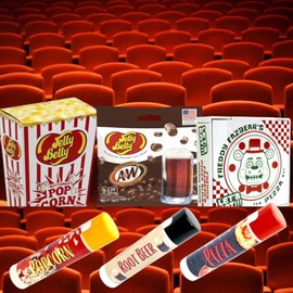 Movie Night Gift Set – Pizza, Popcorn & Root Beer Lip Balm + Jelly Beans & Pizza-Shaped Candy | Fun Kids Gift Box | Unique Birthday or Holiday Surprise for Kids & Tweens