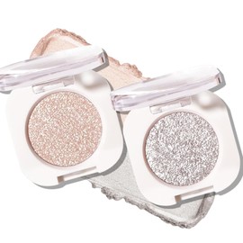 2PCS Glitter Eyeshadow Palette – Gold & Silver Cream Shimmer Shadows, Highly Pigmented & Blendable, Waterproof, Long-Lasting, Multi-Use for Eyes & Cheeks Makeup for Women