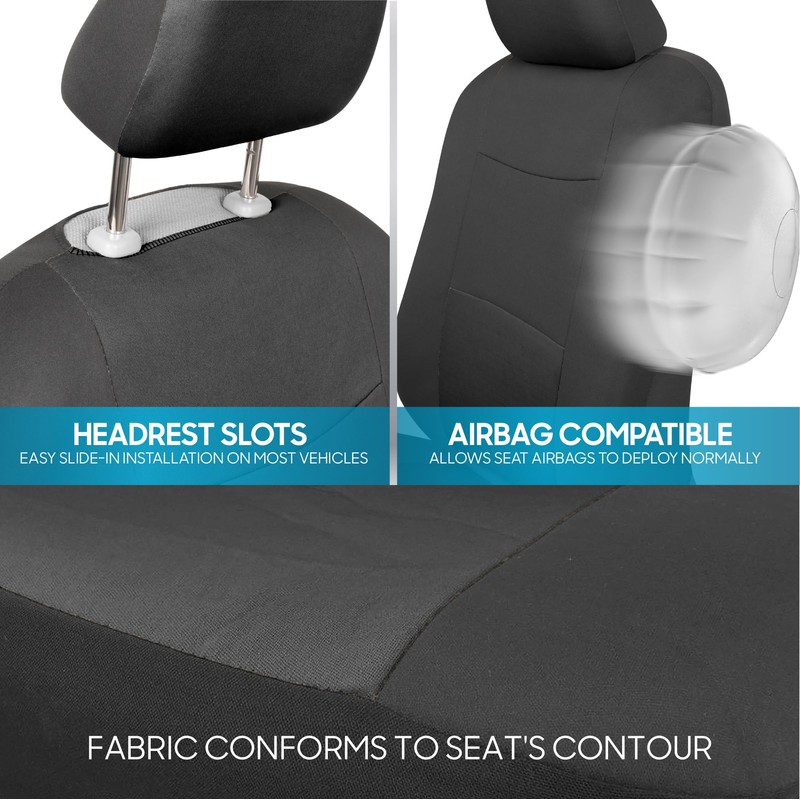 BDK PolyPro Car Seat Covers Full Set in Solid Charcoal